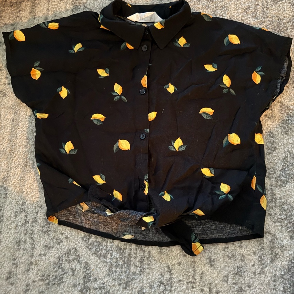H&M Kids Black Shirt with Lemon Print